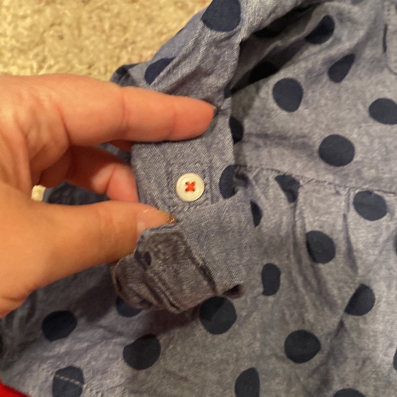 Carters baby girl denim tunic and leggings polka dots red blue 6 month - Picture 3 of 5